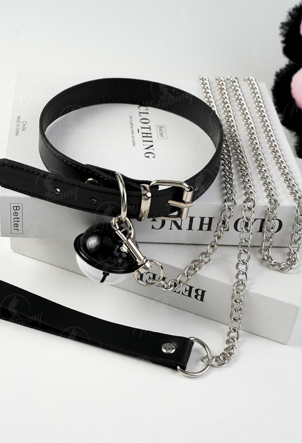 Cute Harajuku Style Maiden Maid Adult Role Play Accessory Bell Collar Choker Necklace with Chain