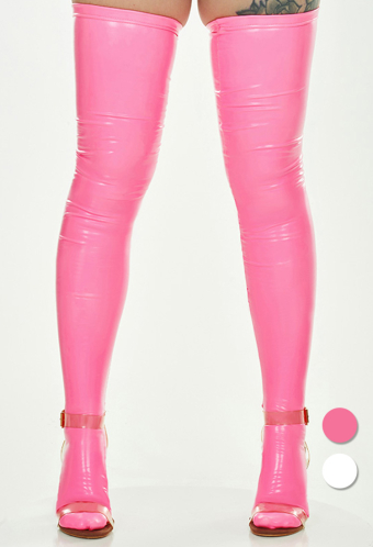 Neon Pink Thigh High Stockings