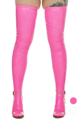 Sexy Thigh Stockings Shiny Thigh High Socks PU Elastic Shaping Stretchy Thigh High Stockings