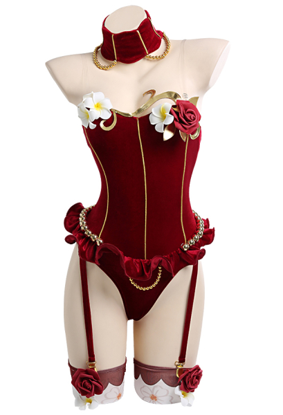 MADAME BOVARY Lingerie Set Sexy Bodysuit with Stockings and Tulle Sleeves