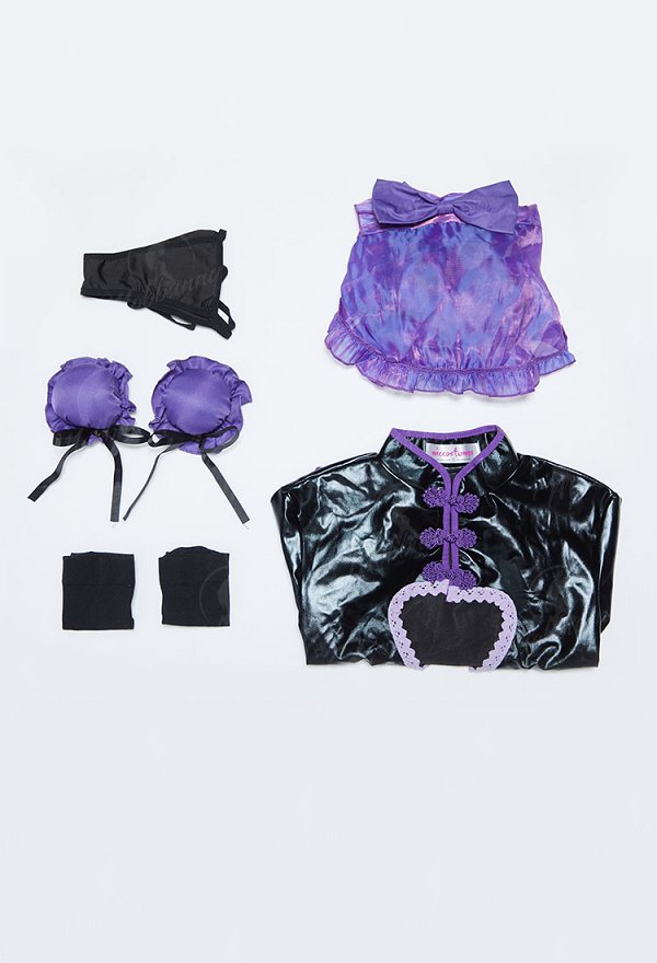 BAO MAID Sexy Lingerie Set Purple Maid Style Chest Open Cheongsam Dress with Apron Thong BAO MAID Sexy Lingerie Set Purple Maid Style Chest Open Cheongsam Dress with Apron Thong