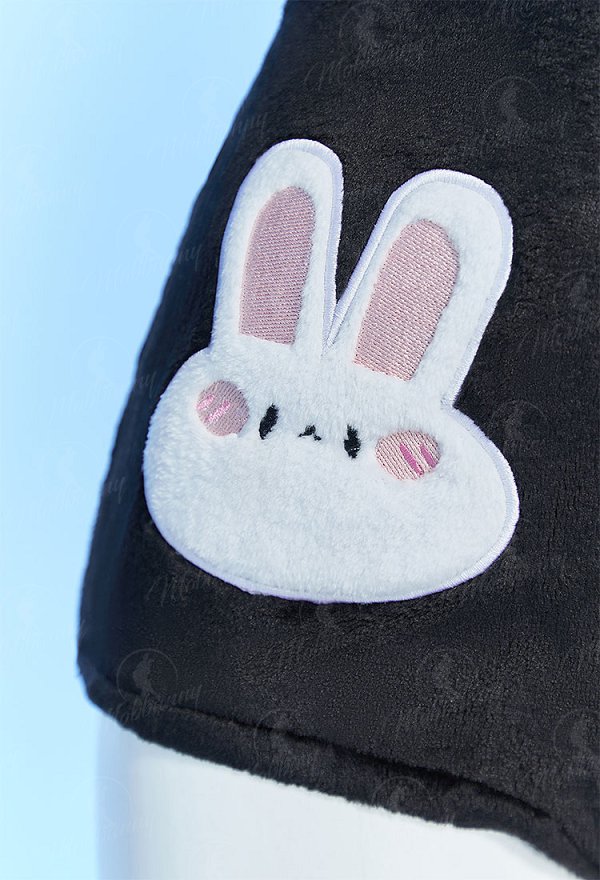 [MobFur] Cute Bunny Furry Bodycon Romper Kawaii Black Rabbit Bodysuit with Choker Tail and Stocks
