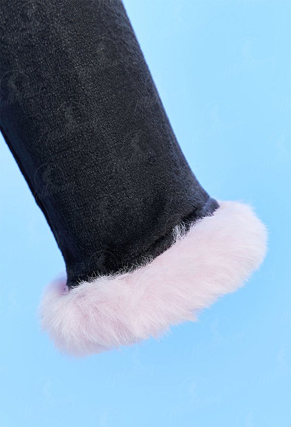 [MobFur] Cute Bunny Furry Bodycon Romper Kawaii Black Rabbit Bodysuit with Choker Tail and Stocks