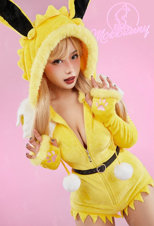 [MobFur] PM Derivative Sexy Lingerie Bodysuit Plush Hooded Romper and Socks with Belt and Scarf