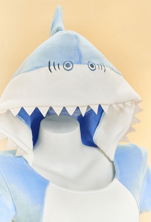 Blue Shark Comfy Sexy Lingerie Hooded Bodysuit with Tail Kawaii Bodycon Romper Homewear
