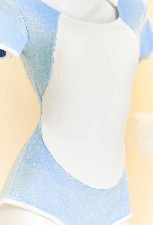Blue Shark Comfy Sexy Lingerie Hooded Bodysuit with Tail Kawaii Bodycon Romper Homewear