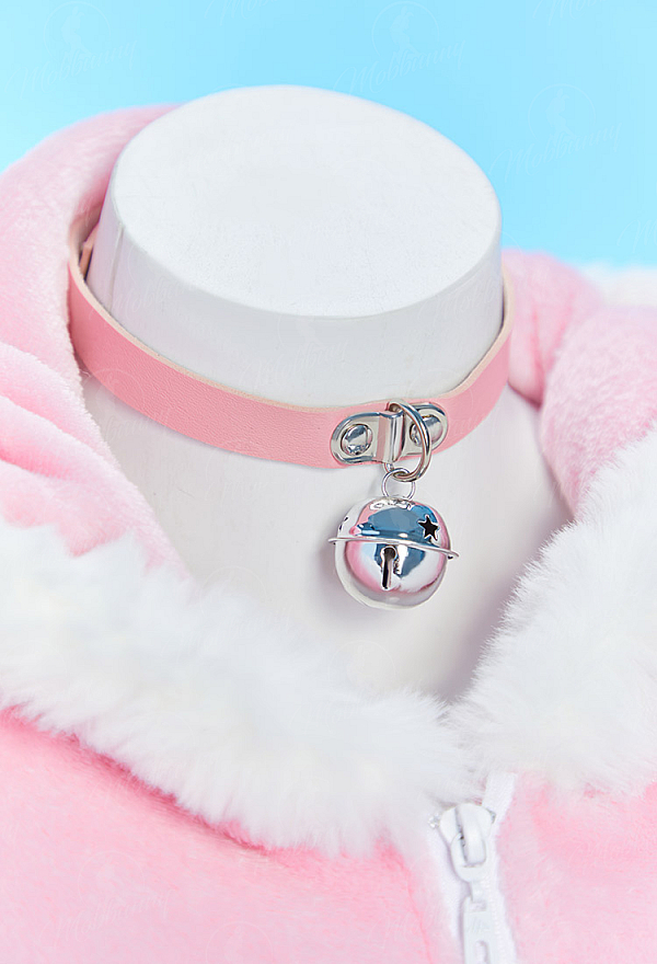 [MobFur] Cute Bunny Furry Bodycon Romper Kawaii Pink Rabbit Bodysuit with Choker Tail and Stocks
