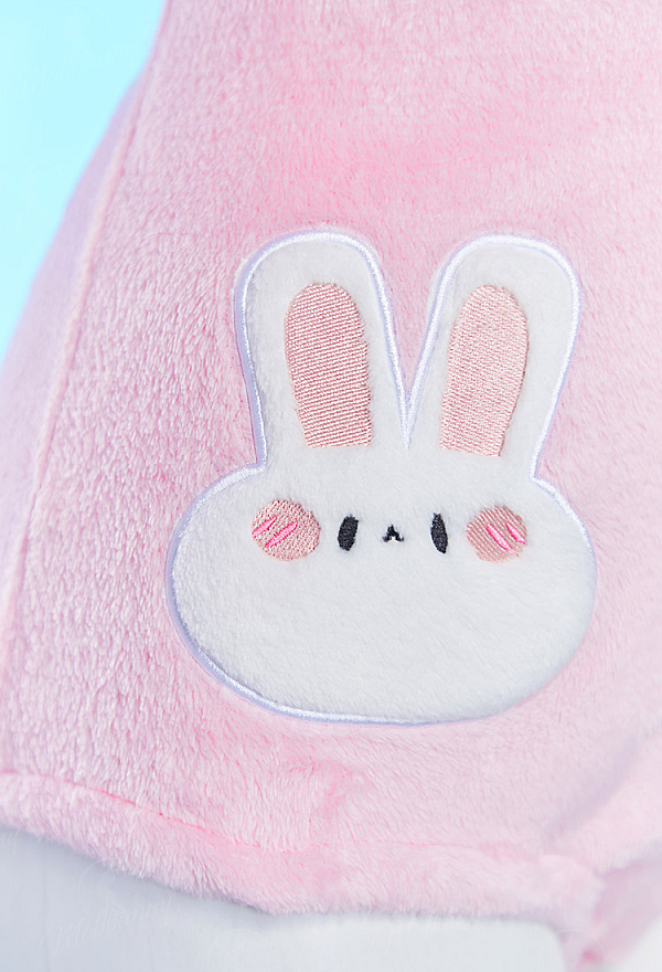 [MobFur] Cute Bunny Furry Bodycon Romper Kawaii Pink Rabbit Bodysuit with Choker Tail and Stocks