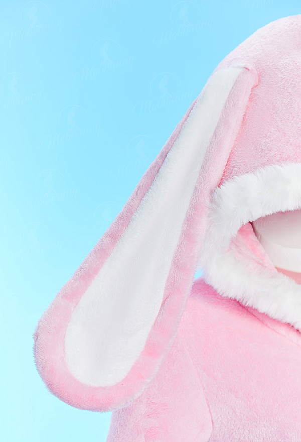 [MobFur] Cute Bunny Furry Bodycon Romper Kawaii Pink Rabbit Bodysuit with Choker Tail and Stocks