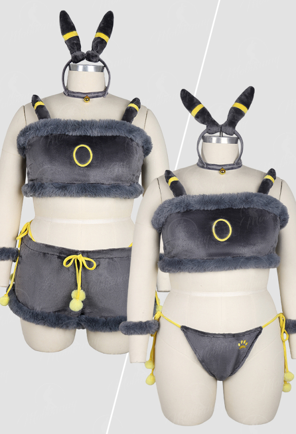 Plus Size PM Derivative Sexy Costume Cute Plush Lingerie Short Top and Shorts with Briefs Tail