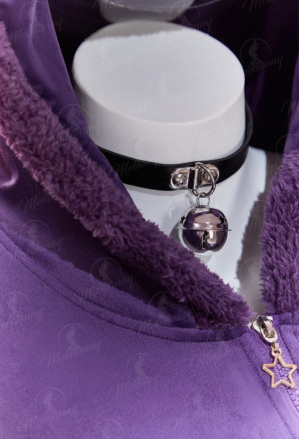 [MobFur] Luna Derivative Fluffy Bodycon Romper Purple Furry Lingerie Hooded Bodysuit Homewear with Tail Belt and Socks