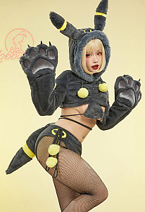 [MobMotion] PM Derivative Furry Paw Sexy Lingerie Kawaii Plush Homewear Bikini Paw Gloves Hoodie Top and Bra Panty with Tail