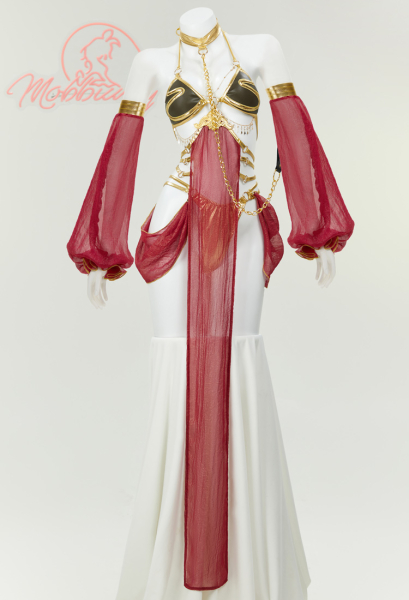 Princess Derivative Costume Sexy Lingerie Top Thong with Sleeves Choker Chest Chain
