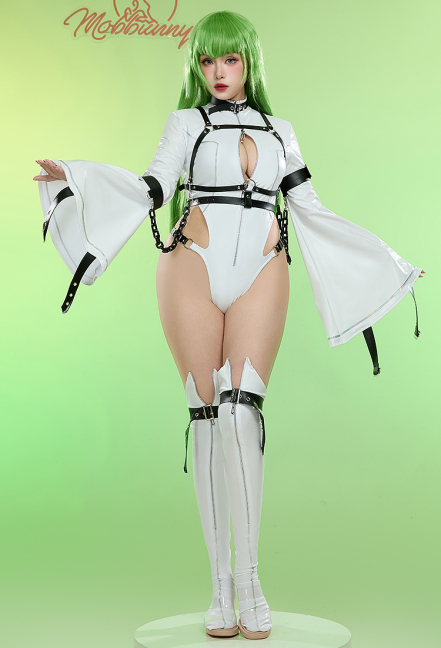 C.C. Derivative Sexy Lingerie Bodysuit Cutout Bandage Bodysuit with Stockings