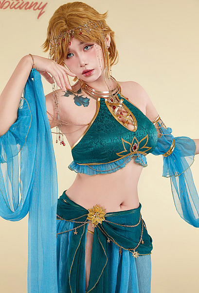 [MobElf] Link Derivative Sexy Lingerie Set Halter Top and Skirt with Thong Sleeves