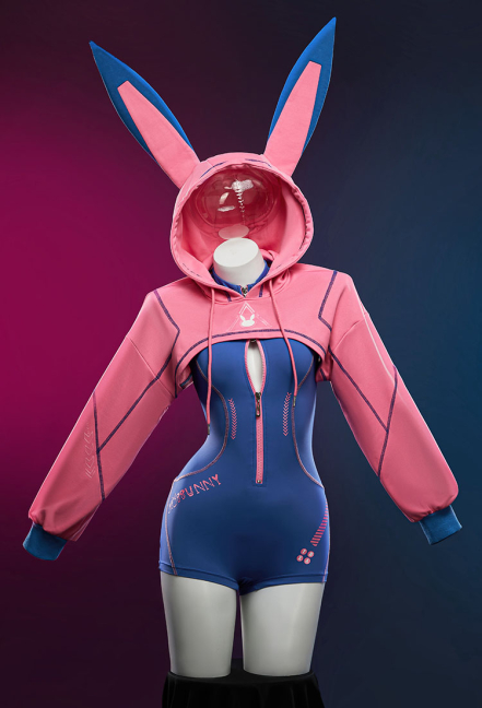 OW Dva Derivative Sexy Lingerie Tight Sportswear Cyber Style Bodysuit with Hooded Short Jacket
