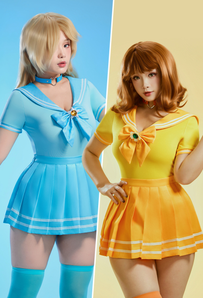 Cosplay de Daisy ♥ スーパーマリオ セクシー コスプレ 黄色・青色 セーラー服　