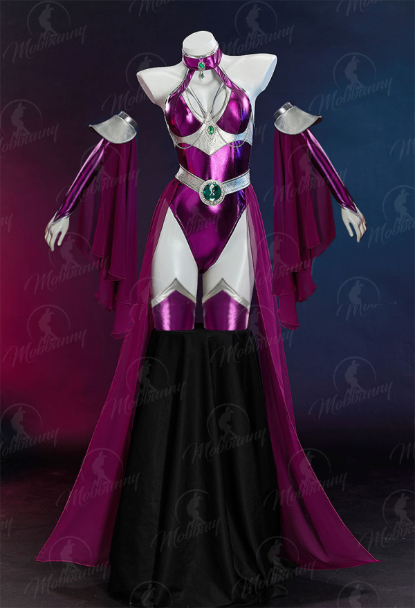 Super Heroine Titans Starfire Derivative Sexy Dancer Dress Set Halterneck Jumpsuit with Gauze Skirt and Sleeves