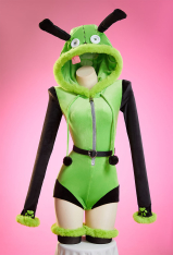 Zim Derivative Sexy Cosplay Plush Homewear Green and Black Dog Romper with Belt and Socks