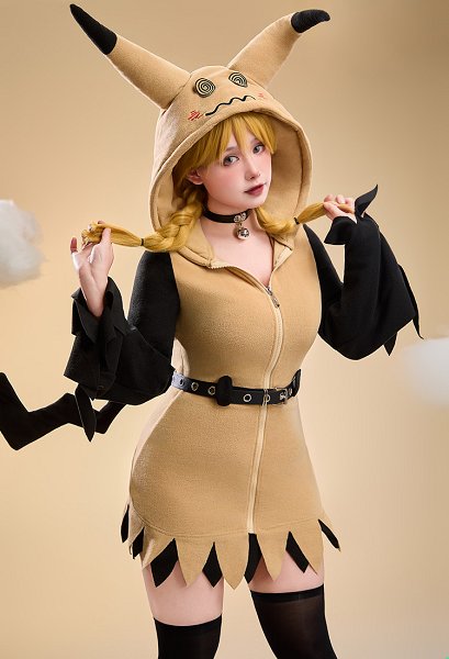 PM Derivative Halloween Sexy Cosplay Costume Homewear Pajamas Dress Cute Polar Fleece Dress with Tail and Belt