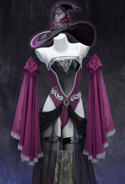 Video Game Recluse Derivative Sexy Cosplay Set Off-the-shoulder Bodysuit with Skirt and Hat
