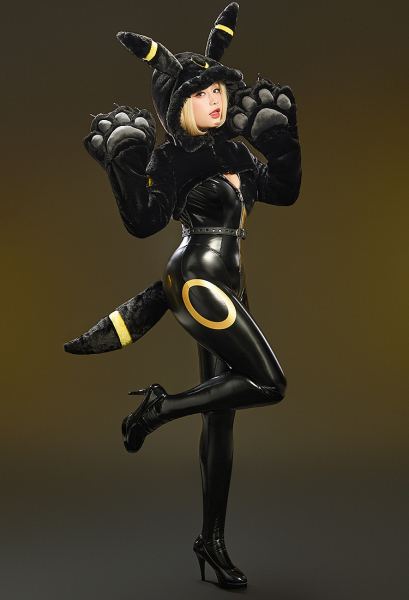PM Derivative Sexy Cosplay Costume Set Tight Bodysuit Jacket and Plush Big Paw Hooded Jacket with Tail