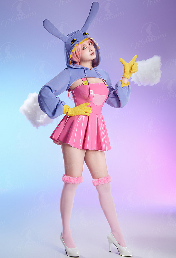 TADC Jax Derivative Sexy Cosplay Costume Suit Suspender Dress with Short Hooded Jacket and Gloves
