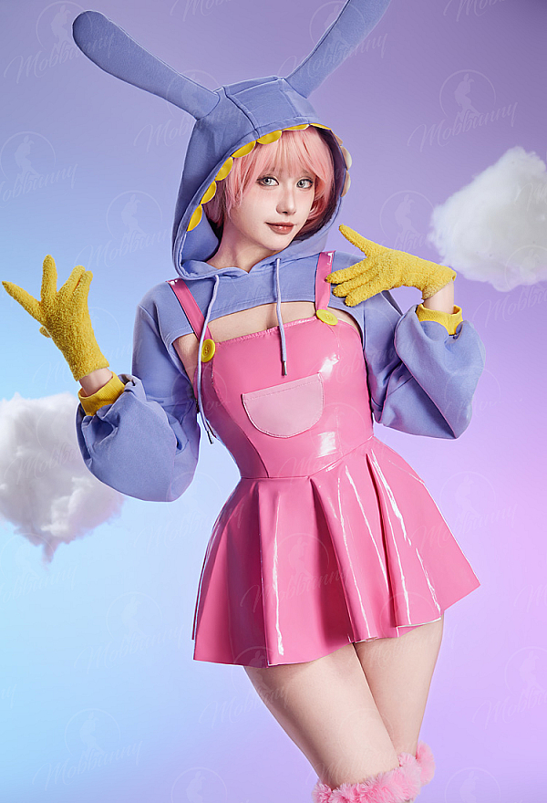 TADC Jax Derivative Sexy Cosplay Costume Suit Suspender Dress with Short Hooded Jacket and Gloves