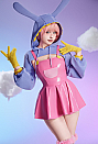 TADC Jax Derivative Sexy Cosplay Costume Suit Suspender Dress with Short Hooded Jacket and Gloves