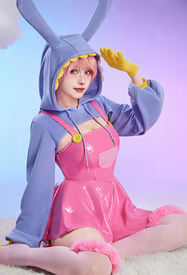 TADC Jax Derivative Sexy Cosplay Costume Suit Suspender Dress with Short Hooded Jacket and Gloves