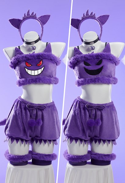 PM Derivative Sexy Cosplay Costume Plush Homewear Crop Top and Shorts with Hairband Tail