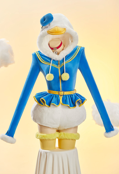 Donald Duck Derivative Sexy Romper Plush Hooded Bodysuit with Belt and Socks