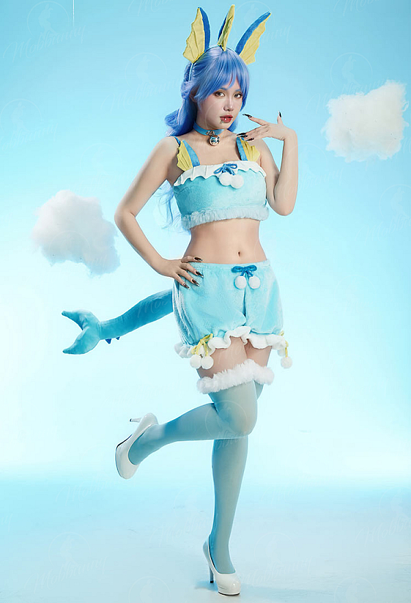 [MobFur] PM Derivative Sexy Cosplay Costume Plush Homewear Top and Shorts with Tail and Headband