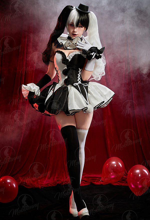 Terrifier Derivative Halloween Sexy Corset Dress Set Black and White Color-blocked Off-shoulder Top and Skirt with Gloves and Collar Terrifier Derivative Halloween Sexy Corset Dress Set Black and White Color-blocked Off-shoulder Top and Skirt with Gloves and Collar