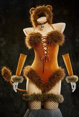 [MobFur] Lion-themed Sexy Outfit Velvet Halter Bodysuit with Tail and Ear Headband