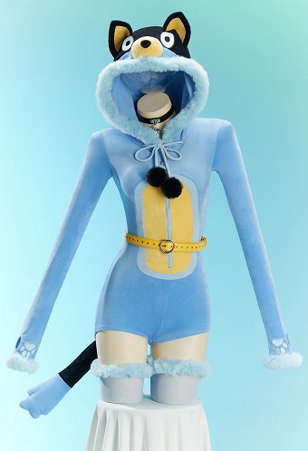 [MobFur] Bluey Derivative Sexy Romper Plush Hooded Homewear Bodysuit with Tail and Stockings