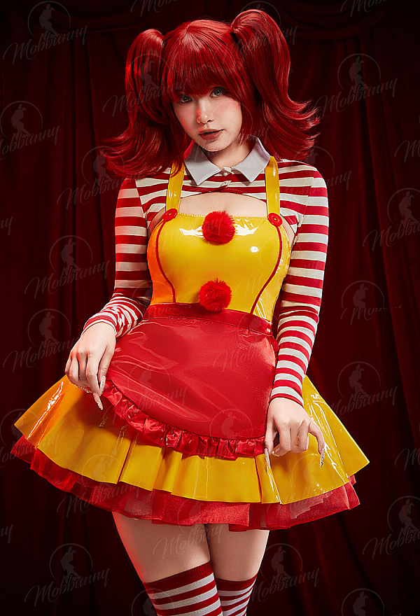 Joker Derivative Sexy Waitress Outfit Pinafore Dress and Red White Striped Crop Top with Apron Joker Derivative Sexy Waitress Outfit Pinafore Dress and Red White Striped Crop Top with Apron