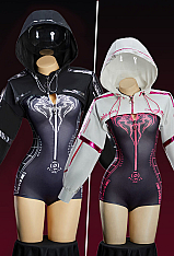 [MobMotion] Mechanical-style Spider Print Sportswear Yoga Outfit Long-sleeved Zip-up Bodysuit with Short Jacket