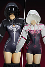 [MobMotion] Mechanical-style Spider Print Sportswear Yoga Outfit Long-sleeved Zip-up Bodysuit with Short Jacket