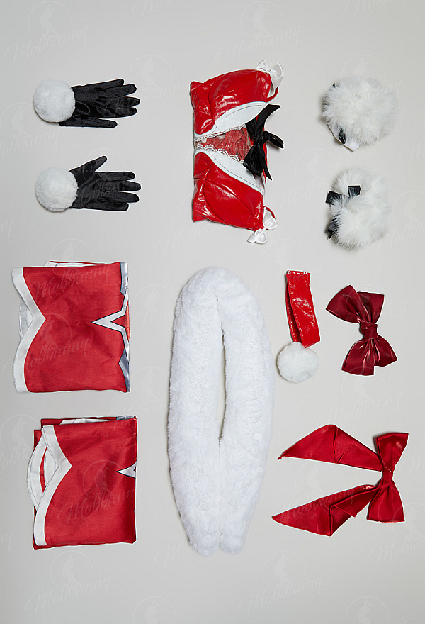 Mobbunny x Princess_Ailish Christmas No.2 Type B Set Sexy Halter Bodysuit with Sleeves and Faux Fur Wrap