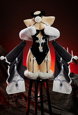 Mobbunny x Princess_Ailish Christmas No.2 Type B Set Sexy Halter Bodysuit with Sleeves and Faux Fur Wrap