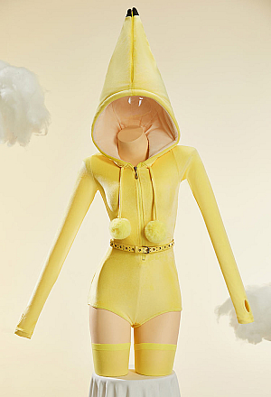 [MobFur] Funny Sexy Peeled Banana Onesie Plush Homewear Set Romper with Belt and Knee-High Socks