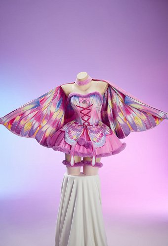 [MobFur] Purple Red Butterfly Sexy Winter Christmas Plush Outfit Set Strapless Dress with Cape and Gloves