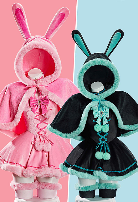 [MobFur] Sexy Bunny Christmas Plush Outfit Set Strapless Dress with Cape and Thigh-high Stockings