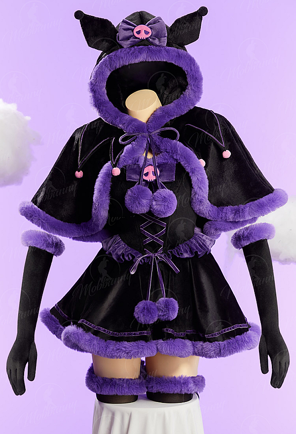 [MobFur] Anime Doll Derivative Sexy Winter Christmas Plush Outfit Set Strapless Dress with Cape and Gloves