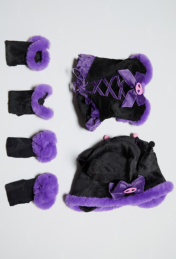 [MobFur] Anime Doll Derivative Sexy Winter Christmas Plush Outfit Set Strapless Dress with Cape and Gloves