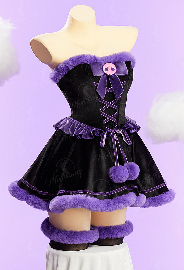 [MobFur] Anime Doll Derivative Sexy Winter Christmas Plush Outfit Set Strapless Dress with Cape and Gloves