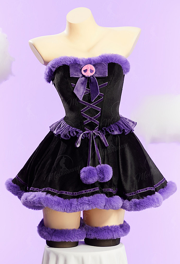 [MobFur] Anime Doll Derivative Sexy Winter Christmas Plush Outfit Set Strapless Dress with Cape and Gloves