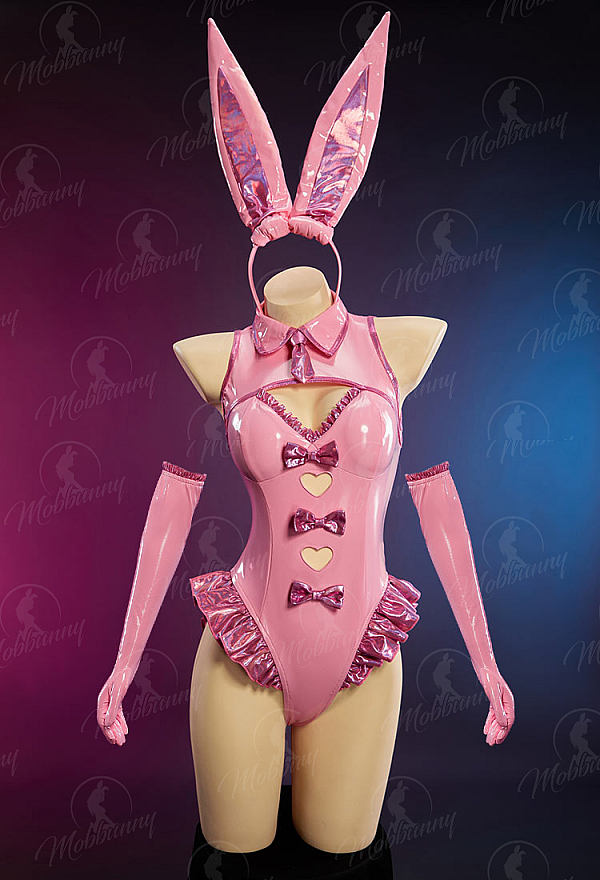 Sakura/Yuki Vocal Derivative Sexy Bunny Girl Outfit Cut-Out Sleeveless Bodysuit with Gloves and Headband