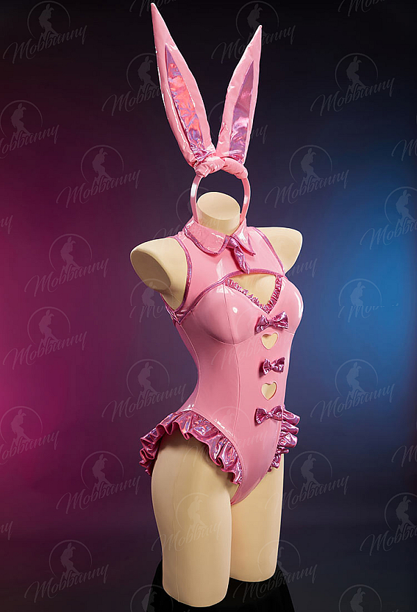 Sakura/Yuki Vocal Derivative Sexy Bunny Girl Outfit Cut-Out Sleeveless Bodysuit with Gloves and Headband